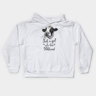 Just A Girl Who Loves Holstein Cows Kids Hoodie